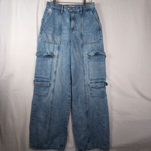 Hidden Los Angeles Jeans Women’s 26 Light Blue Cargo Utility Pockets 100% Cotton